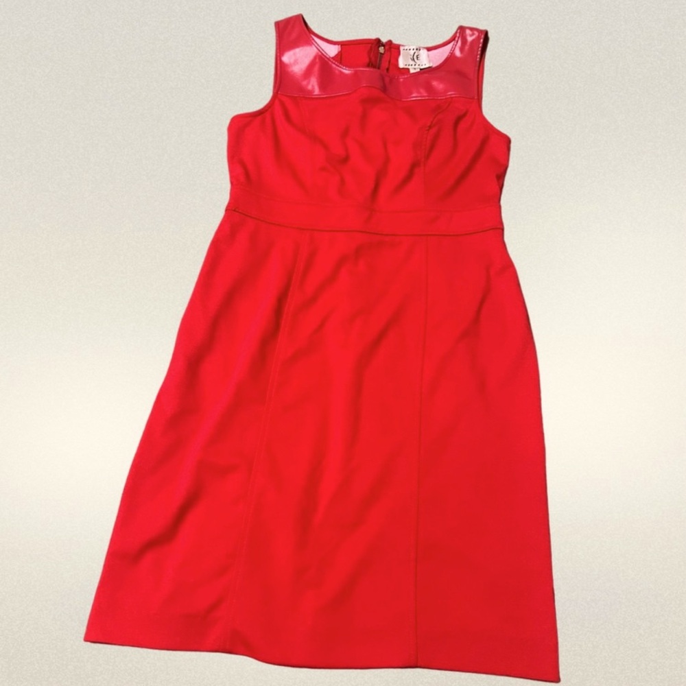 ❤️‍🔥Vintage ICE 90’s Red Bodycon Dress Faux Leather Neckline